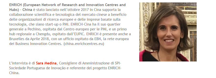  ENRICH IN CHINA WAS FEATURED IN A PUBLICATION BY THE ITALY-CHINA DEPARTMENT OF CITT? DELLA SCIENZA